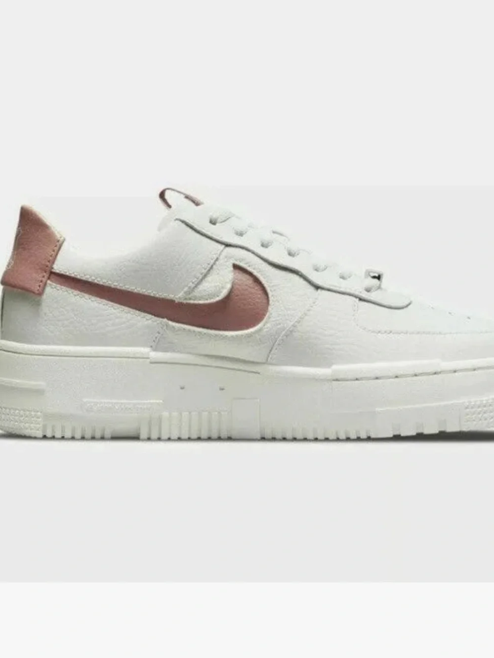 Nike W AF1 Pixel Summit White with Rust Pink Accents - Picture 8 of 12